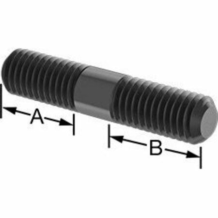 BSC PREFERRED Black-Oxide Steel Threaded on Both Ends Stud 1/2-13 Thread Size 2-1/2 Long 90281A722